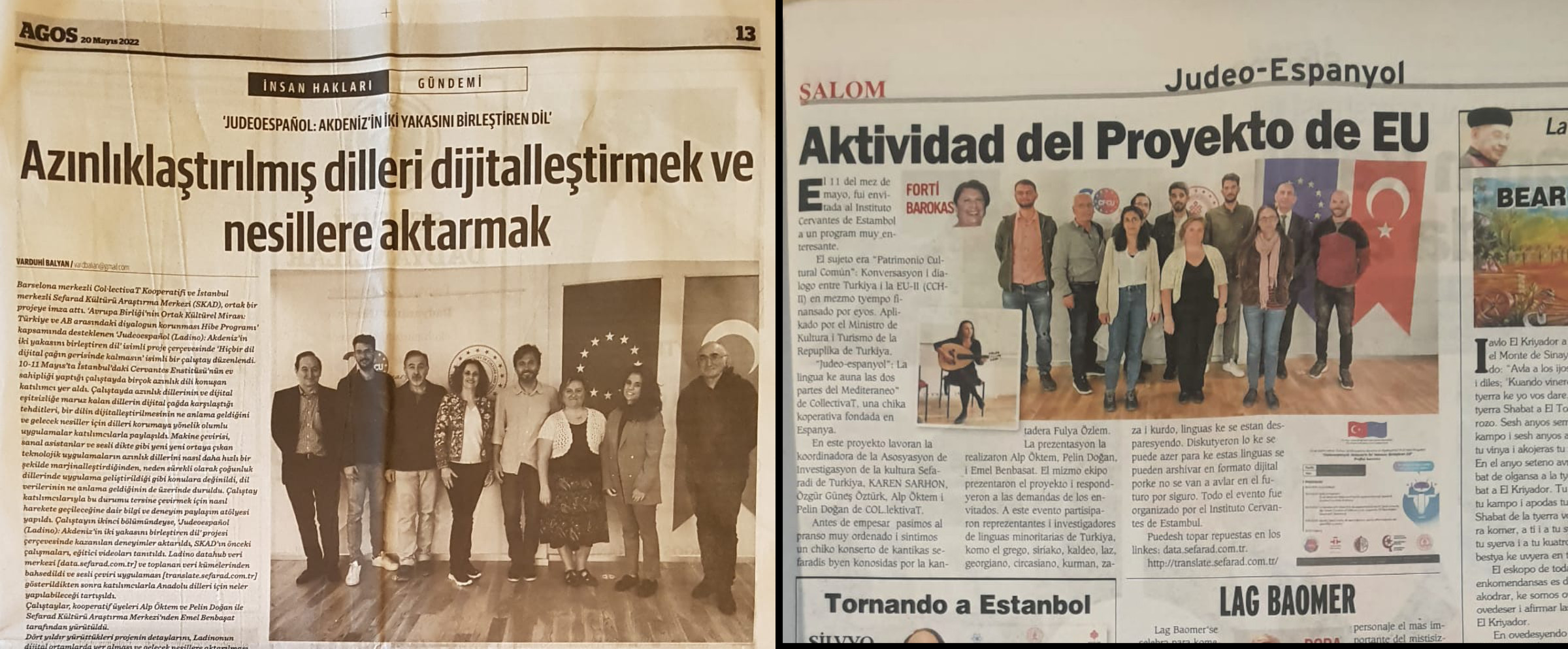 Newspapers talking about the project